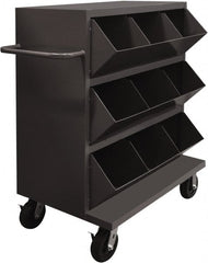 Durham - 2,400 Lb Capacity, 24" Wide x 36" Long x 49-1/4" High Storage Bin Cart - 9 Slot, Steel, 2 Rigid/2 Swivel Casters - Exact Tooling