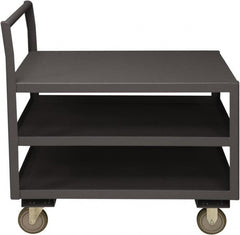 Durham - 1,200 Lb Capacity, 30-1/4" Wide x 51" Long x 37-1/2" High Service Cart - 3 Shelf, Steel, 2 Rigid/2 Swivel Casters - Exact Tooling