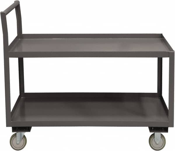 Durham - 1,200 Lb Capacity, 24-1/4" Wide x 51" Long x 37-1/2" High Service Cart - 2 Shelf, Steel, 2 Rigid/2 Swivel Casters - Exact Tooling