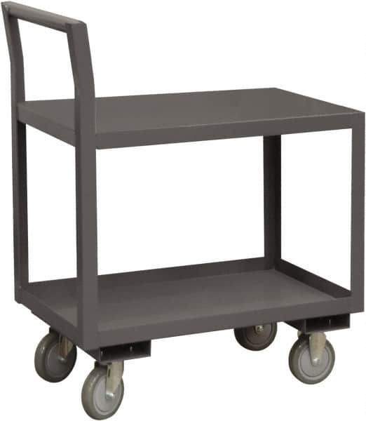 Durham - 1,200 Lb Capacity, 30-1/4" Wide x 51" Long x 37-1/2" High Service Cart - 2 Shelf, Steel, 2 Rigid/2 Swivel Casters - Exact Tooling