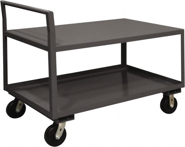 Durham - 2,000 Lb Capacity, 30-1/4" Wide x 51" Long x 38-3/4" High Service Cart - 2 Shelf, Steel, 2 Rigid/2 Swivel Casters - Exact Tooling