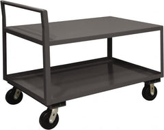 Durham - 2,000 Lb Capacity, 30-1/4" Wide x 51" Long x 38-3/4" High Service Cart - 2 Shelf, Steel, 2 Rigid/2 Swivel Casters - Exact Tooling