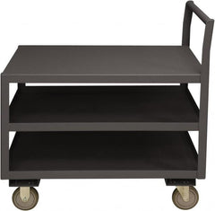 Durham - 1,200 Lb Capacity, 24-1/4" Wide x 51" Long x 37-1/2" High Service Cart - 3 Shelf, Steel, 2 Rigid/2 Swivel Casters - Exact Tooling