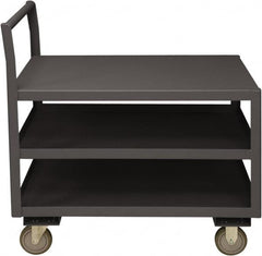 Durham - 1,200 Lb Capacity, 24-1/4" Wide x 39" Long x 37-1/2" High Service Cart - 3 Shelf, Steel, 2 Rigid/2 Swivel Casters - Exact Tooling