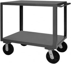 Durham - 5,000 Lb Capacity, 36" Wide x 72" Long x 40-1/4" High Heavy Duty Service Cart - 2 Shelf, Steel, 2 Rigid/2 Swivel Casters - Exact Tooling