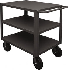 Durham - 5,000 Lb Capacity, 24" Wide x 48" Long x 40-1/4" High Heavy Duty Service Cart - 3 Shelf, Steel, 2 Rigid/2 Swivel Casters - Exact Tooling