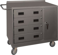 Durham - 1,200 Lb Capacity, 18" Wide x 36" Long x 39-3/4" High Mobile Cart - 1 Door, 4 Drawer, 1 Shelf, Steel, 2 Rigid/2 Swivel Casters - Exact Tooling