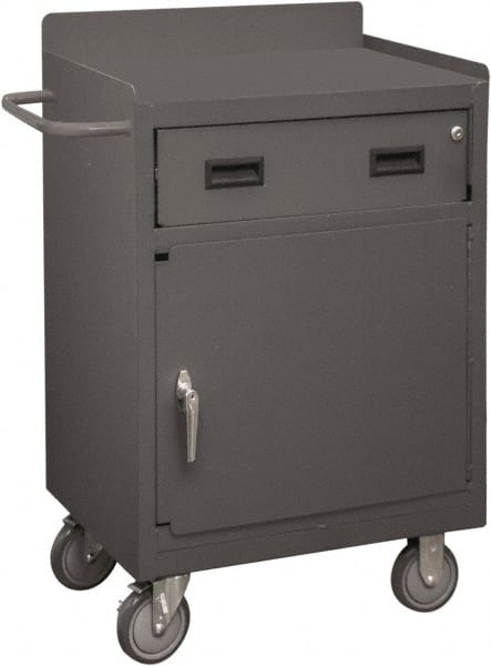 Durham - 1,200 Lb Capacity, 18" Wide x 24" Long x 39-3/4" High Mobile Cart - 1 Door, 1 Drawer, 1 Shelf, Steel, 2 Rigid/2 Swivel Casters - Exact Tooling