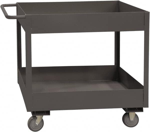 Durham - 3,600 Lb Capacity, 18" Wide x 30" Long x 38-1/2" High Service Cart - 2 Shelf, Steel, 2 Rigid/2 Swivel Casters - Exact Tooling