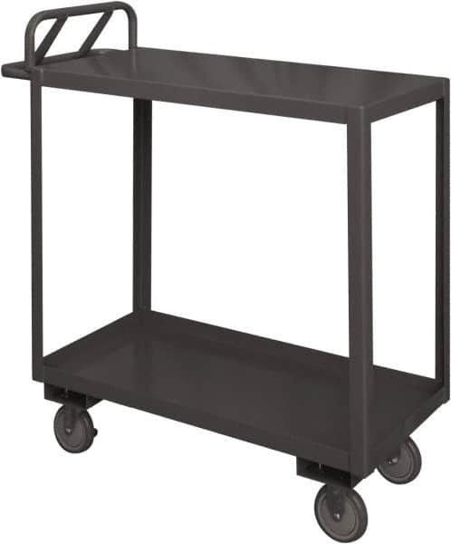 Durham - 1,200 Lb Capacity, 18" Wide x 30" Long x 38" High Service Cart - 2 Shelf, Steel, 2 Rigid/2 Swivel Casters - Exact Tooling