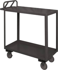 Durham - 1,200 Lb Capacity, 18" Wide x 30" Long x 38" High Service Cart - 2 Shelf, Steel, 2 Rigid/2 Swivel Casters - Exact Tooling