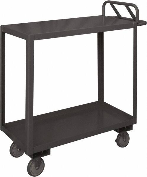 Durham - 1,200 Lb Capacity, 18" Wide x 36" Long x 37-5/8" High Service Cart - 2 Shelf, Steel, 2 Rigid/2 Swivel Casters - Exact Tooling