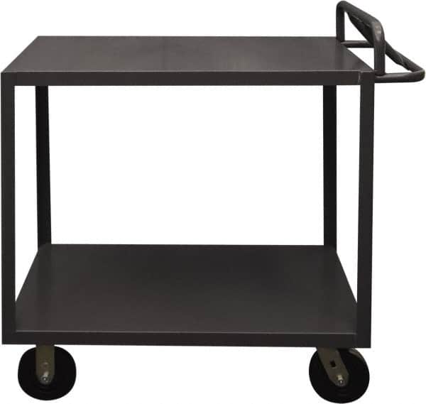 Durham - 3,600 Lb Capacity, 24" Wide x 48" Long x 37-5/8" High Service Cart - 2 Shelf, Steel, 2 Rigid/2 Swivel Casters - Exact Tooling