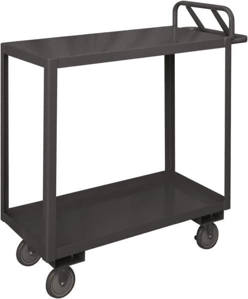 Durham - 1,200 Lb Capacity, 24" Wide x 48" Long x 37-5/8" High Service Cart - 2 Shelf, Steel, 2 Rigid/2 Swivel Casters - Exact Tooling