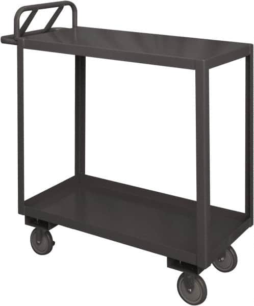 Durham - 1,200 Lb Capacity, 30" Wide x 48" Long x 38" High Service Cart - 2 Shelf, Steel, 2 Rigid/2 Swivel Casters - Exact Tooling
