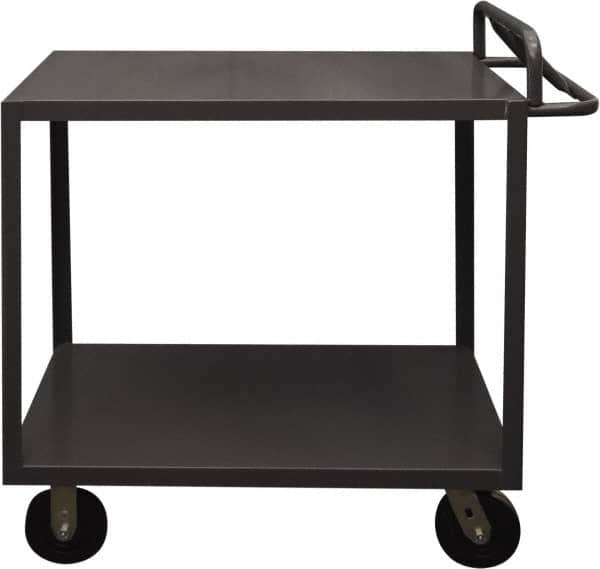 Durham - 3,600 Lb Capacity, 30" Wide x 60" Long x 30" High Service Cart - 2 Shelf, Steel, 2 Rigid/2 Swivel Casters - Exact Tooling