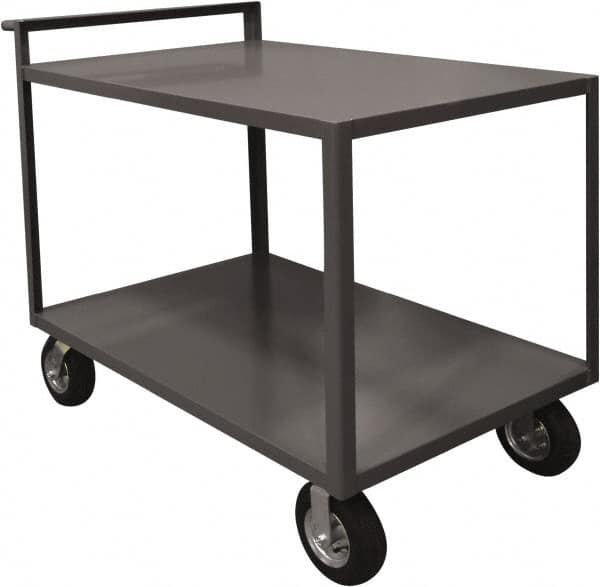 Durham - 1,500 Lb Capacity, 30" Wide x 60" Long x 39-1/2" High Service Cart - 2 Shelf, Steel, 2 Rigid/2 Swivel Casters - Exact Tooling