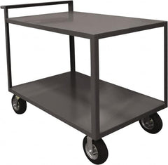 Durham - 1,500 Lb Capacity, 30" Wide x 60" Long x 39-1/2" High Service Cart - 2 Shelf, Steel, 2 Rigid/2 Swivel Casters - Exact Tooling