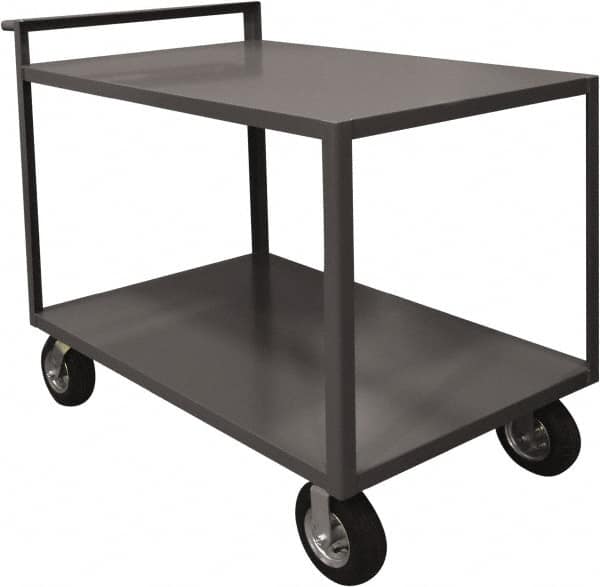 Durham - 1,500 Lb Capacity, 30.25" Wide x 54.25" Long x 36.33" High Service Cart - 2 Shelf, Steel, 2 Rigid/2 Swivel Casters - Exact Tooling