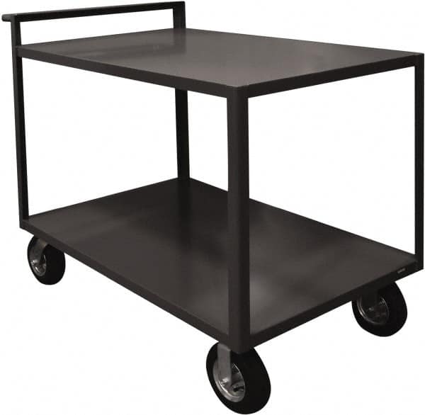 Durham - 1,500 Lb Capacity, 24" Wide x 48" Long x 39-7/16" High Service Cart - 2 Shelf, Steel, 2 Rigid/2 Swivel Casters - Exact Tooling