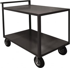 Durham - 1,500 Lb Capacity, 24" Wide x 48" Long x 39-7/16" High Service Cart - 2 Shelf, Steel, 2 Rigid/2 Swivel Casters - Exact Tooling