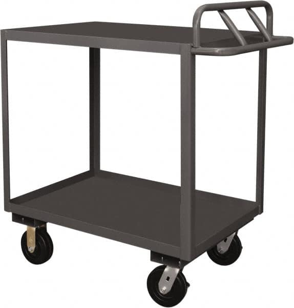 Durham - 3,600 Lb Capacity, 30" Wide x 60" Long x 30" High Service Cart - 2 Shelf, Steel, 2 Rigid/2 Swivel Casters - Exact Tooling
