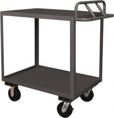 Durham - 3,600 Lb Capacity, 30" Wide x 60" Long x 30" High Service Cart - 2 Shelf, Steel, 2 Rigid/2 Swivel Casters - Exact Tooling