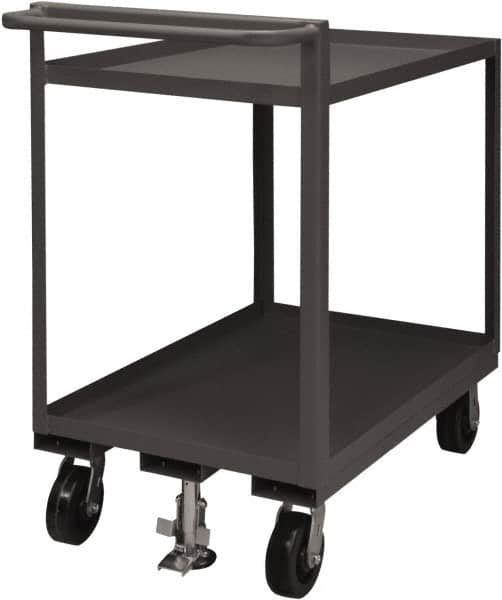 Durham - 1,500 Lb Capacity, 24" Wide x 48" Long x 41-1/16" High Service Cart - 2 Shelf, Steel, 2 Rigid/2 Swivel Casters - Exact Tooling