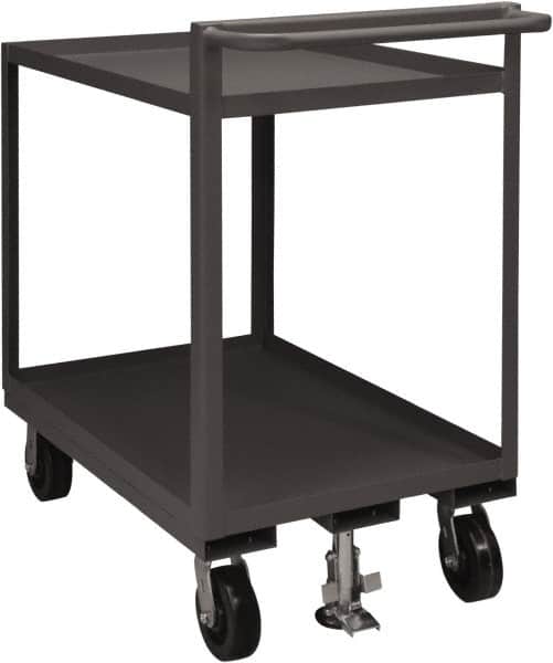 Durham - 1,500 Lb Capacity, 30" Wide x 48" Long x 41-1/16" High Service Cart - 2 Shelf, Steel, 2 Rigid/2 Swivel Casters - Exact Tooling