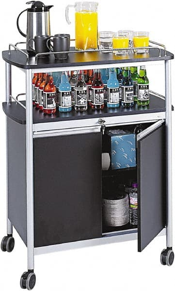 Safco - 50 Lb Capacity, 33-1/2" Wide x 21-3/4" Long x 43" High Mobile Cart - 2 Door, 1 Drawer, 1 Shelf, Steel, 4 Swivel Casters - Exact Tooling