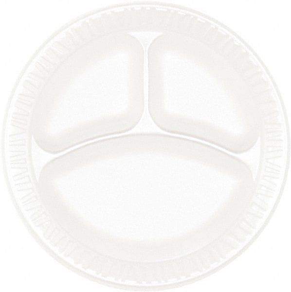 DART - Concorde Foam Plate, 3-Comp, 9" dia, 125/Pack, 4 Packs/Carton - White - Exact Tooling