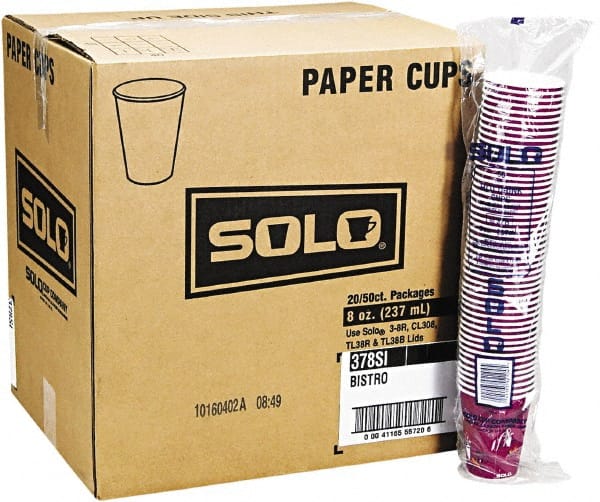 Solo - Bistro Design Hot Drink Cups, Paper, 12 oz, 50/Bag, 20 Bags/Carton - Maroon - Exact Tooling
