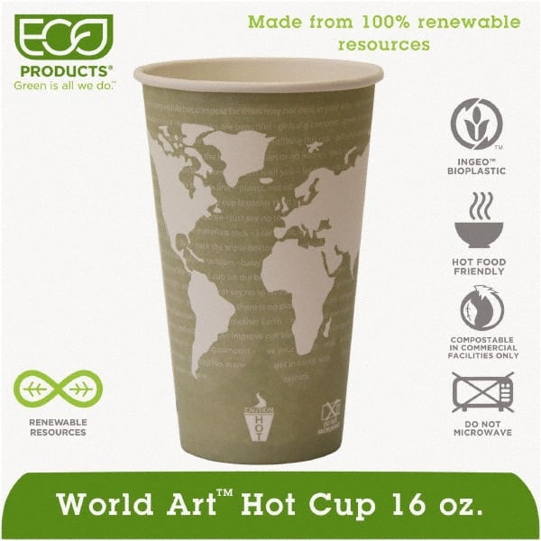 ECO PRODUCTS - World Art Renewable Compostable Hot Cups, 16 oz, 50/PK, 20 PK/CT - World Art Design - Exact Tooling