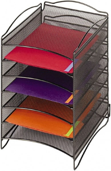 Safco - 10-1/4" Wide x 12-3/4" Deep x 15-1/4" High, 6 Compartments, Steel Desk Top Organizer - Black, 9-1/2" Compartment Width x 1" Compartment Depth x 12" Compartment Height - Exact Tooling