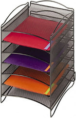 Safco - 10-1/4" Wide x 12-3/4" Deep x 15-1/4" High, 6 Compartments, Steel Desk Top Organizer - Black, 9-1/2" Compartment Width x 1" Compartment Depth x 12" Compartment Height - Exact Tooling