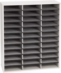FELLOWES - 29" Wide x 11-7/8" Deep x 34-11/16" High, 36 Compartments, Corrugated Fiberboard & Laminated Literature Organizer - Dove Gray, 9" Compartment Width x 2-1/2" Compartment Depth x 11" Compartment Height - Exact Tooling
