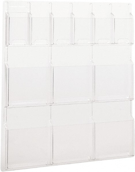 Safco - 30" Wide x 2" Deep x 34-3/4" High, 12 Compartments, Plastic Literature Display Board - Clear, 9-1/2" Compartment Width x 2" Compartment Depth x 9" Compartment Height - Exact Tooling