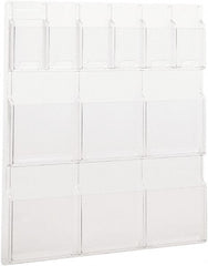 Safco - 30" Wide x 2" Deep x 34-3/4" High, 12 Compartments, Plastic Literature Display Board - Clear, 9-1/2" Compartment Width x 2" Compartment Depth x 9" Compartment Height - Exact Tooling