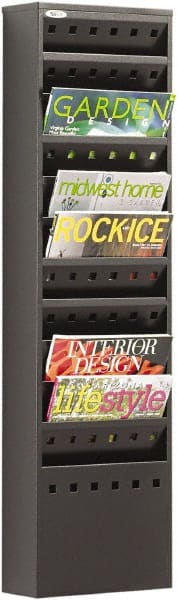 Safco - 10" Wide x 4" Deep x 36-1/4" High, 11 Compartments, Steel Magazine Stand - Black, 8-1/2" Compartment Width x 3-1/2" Compartment Depth x 10-1/4" Compartment Height - Exact Tooling