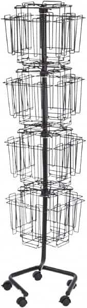 Safco - 15" Wide x 15" Deep x 60" High, 32 Compartments, Welded Wire Rotary Literature Rack - Charcoal, 9" Compartment Width x 5" Compartment Depth x 10-7/8" Compartment Height - Exact Tooling