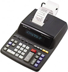 Sharp - Fluorescent Printing Calculator - 8-5/8 x 12-7/8 Display Size, Black, AC Powered, 4" Long x 9.6" Wide - Exact Tooling