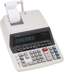 Sharp - Fluorescent Printing Calculator - 17mm Display Size, Light Gray, AC Powered, 12-1/2" Long x 8-3/4" Wide - Exact Tooling