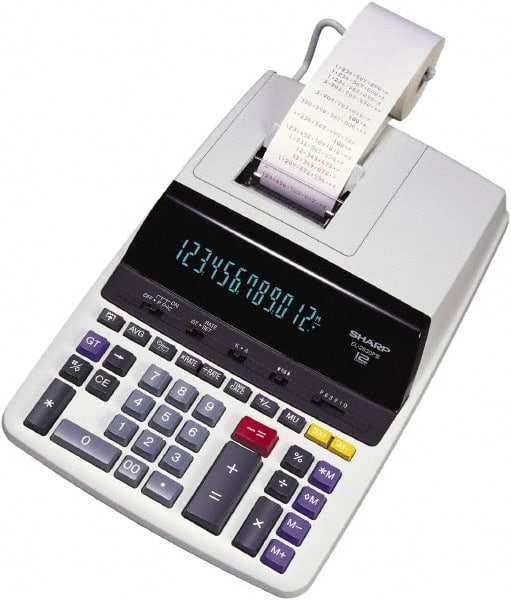 Sharp - Fluorescent Printing Calculator - 17mm Display Size, Light Gray, AC Powered, 16.1" Long x 10" Wide - Exact Tooling