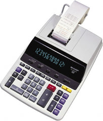 Sharp - Fluorescent Printing Calculator - 17mm Display Size, Light Gray, AC Powered, 16.1" Long x 10" Wide - Exact Tooling