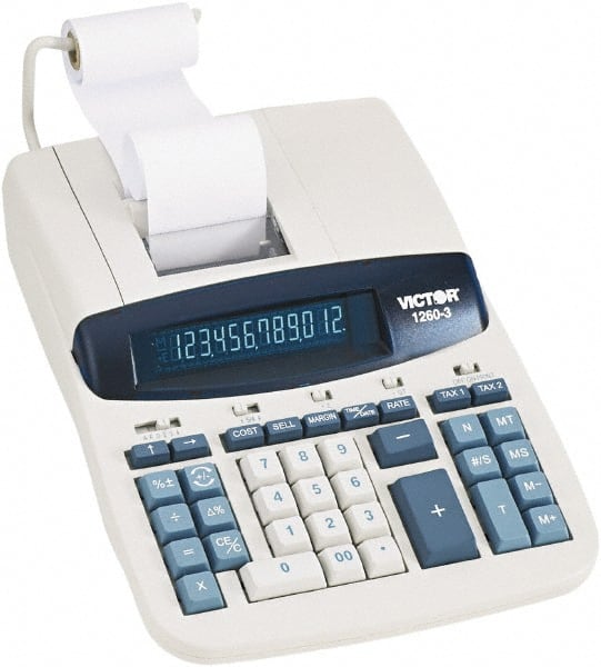 Victor - Fluorescent Printing Calculator - 8 x 11 Display Size, White, AC Powered, 6" Long x 11.4" Wide - Exact Tooling