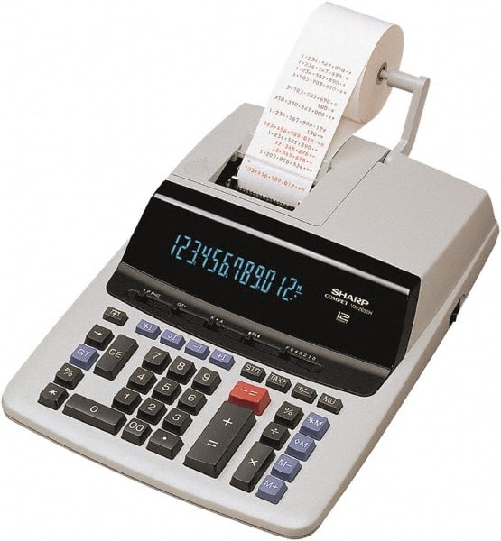 Sharp - Fluorescent Printing Calculator - 9-7/8 x 13-5/8 Display Size, Light Gray, AC Powered, 4-1/2" Long x 10-5/8" Wide - Exact Tooling