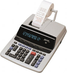 Sharp - Fluorescent Printing Calculator - 9-7/8 x 13-5/8 Display Size, Light Gray, AC Powered, 4-1/2" Long x 10-5/8" Wide - Exact Tooling