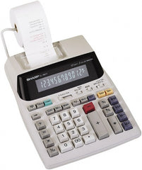 Sharp - Fluorescent Printing Calculator - 7-5/8 x 10-1/8 Display Size, Light Gray, AC Powered, 3-7/16" Long x 8-3/8" Wide - Exact Tooling
