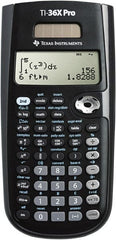 Texas Instruments - LCD Scientific Calculator - 3-3/8 x 7-1/4 Display Size, Black, Battery & Solar Powered, 9.7" Long x 6-1/2" Wide - Exact Tooling