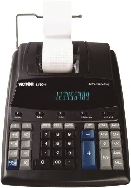 Victor - Fluorescent Printing Calculator - 8-1/2 x 12-1/4 Display Size, Black, AC Powered, 15.6" Long x 10-1/2" Wide - Exact Tooling